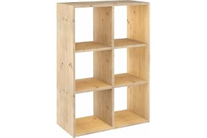 Astigarraga Set Line Modulär hylla 6 kuber Dinamic, furu massivt trä - 105,4 x 70,8 x 33 cm