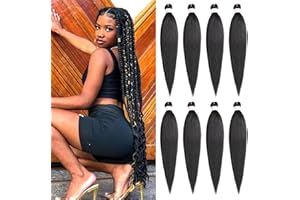 Xtrend 8 Packs 36 Inch Long Pre Stretched Braiding Hair EZ Braiding Hair Extensions for Box Braids Hot Water Setting Soft Yaki Texture Kanekalon Crochet Hair Extensions for Braiding