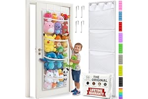 Honeyera The Original Stuffed Animal Storage (Patented) - Over Door Organizer for Stuffies, Baby Ideas Holder, Toy Plush Hammock Hanging Net Big Girls Toddler Large Bag Animals Stuffy