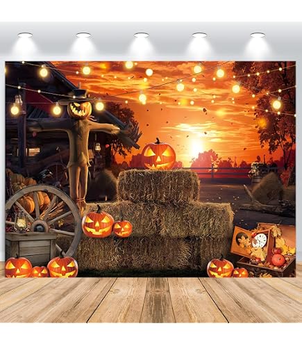 Halloween Fotohintergrund – 3x3 M – Motiv: Nacht, Straße, Kürbis, Schloss – Aus Dünnem Vinyl