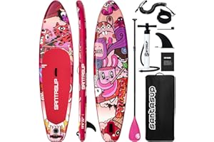 Santasup Tavola gonfiabile per stand up paddle, blu, con accessori, ampia tavola per adulti e ragazzi, tavola da surf, tavola da sup a tutto tondo con tavola antiscivolo