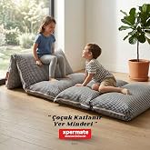 Xpermate Katlanır Pofuduk &Ccedil;ocuk Yer Minderi P&ouml;tikareli Bebek Yer Yatağı &Ccedil;antalı (Gri)