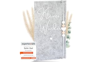 MAHEWA® Mutter-Kind-Pass-Hülle Österreich aus Filz-Stoff | Mutterpass-Organizer Mutterpass-Tasche Schutzhülle (Mutterkindpass "Kleines Wunder", Hellgrau)