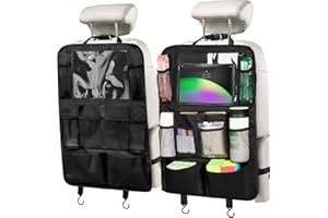 Sarmeley Car Seat Organiser, 2 Pack Car Seat Protector, Car Organiser Back Seat For Kids With 9 Storage Pockets, Black