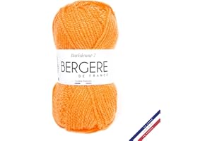 BERGERE DE FRANCE Bergère de France - BARISIENNE 7 pelote de laine à tricoter et crochet (50g) - 100% Acrylique - 6,5 mm - Fabrication Française - Gros Fil Rond, très Doux - Orange (SOUCI)