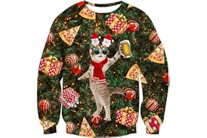 UNIFACO Unisex Pull de Noël Sweatshirt Hommes Femmes 3D Imprimé Sweat Manches Longues Fun Noël Moche Pulls
