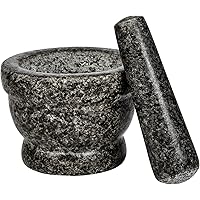 ZENO Pestle and Mortar Set | 11cm Diameter Large Capacity Hard Natural Granite Mortar For Smashing | Grinding and Crushing | 