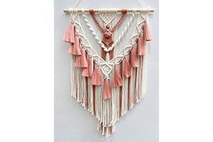 BMIDRUT Arazzo in macramè, realizzato a mano, con nappa, decorazione artigianale per camera da letto, soggiorno, appartamento, 45 x 75 cm