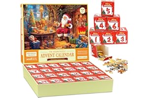 TENGWUDZ Calendario de Adviento 2025 Rompecabezas, 24 Días de Navidad Calendario de Adviento Cuenta Atrás Puzzle, 1008 Piezas Puzzle de Navidad Regalos para Niños Adolescentes Adultos