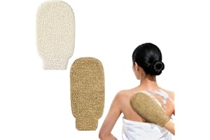 LOPHE Exfolierande handskar, naturlig jute-kroppsskrubbhandske, för att eliminera död hud och mjukgöra huden, exfolierande handske för dusch, spa och julklappar, 2 st-2 färger