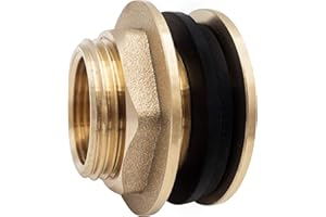 Regentonnendurchführung Faßverschraubung Tankdurchführung aus Messing mit 3/4" Aufnahme für Zapfhahn inklusive zwei Gummidichtungen sofort einsatzbereit