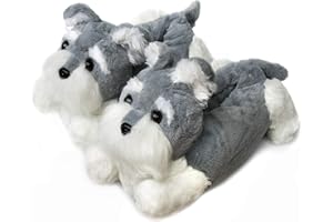 Onmygogo Nowość kapcie ze zwierzętami dla kobiet pań dzieci dziewcząt futrzane yorkshire sznaucer pies kapcie