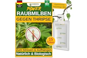 GREEN GUARDIA Power Raubmilben gegen Thripse – 15x Tüten - Biologisches Mittel zur effektiven Thripse Bekämpfung für Zimmer- und Zierpflanzen sowie Cannab. – umweltfreundlich,chemiefreie Mittel