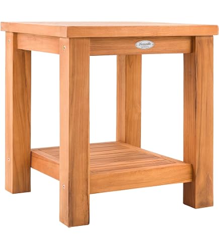 COSTWAY Bijzettafel Van Acaciahout – 45x45x45 Cm, 2-laags, Stabiel, Voor Binnen En Buiten, Balkon, Terras Of Woonkamer (naturel)