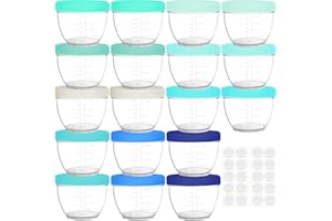 Youngever Lot de 18 Pot de Conservation Bebe 120ML, Petit Pot Bébé, Repas de Bébé Boîtes de Conservation (Coastal)