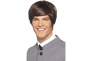 SMIFFY'S Smiffys Peluca de hombre moderno de los 60, marrón, corta