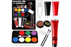 SPINNE LUCAS Halloween Makeup Fake Blood Kroppsmålning, Ansiktsmålning för barn Vuxna Halloween, Professionell Halloween Makeup, Drama Carnival Party Cosplay, 8-Färgs Ansiktsmålning + Falskt Blod
