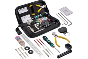 POGOLAB Kit de réparation de guitare 31 pièces Sac de transport pour ukulélé, basse, mandoline, banjo Cadeau pour amateurs d'instruments à cordes