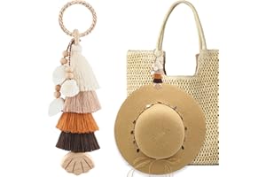 RUNROLE Handmade Tassel Hat Clip for Travel on Bag, Sun Hat Holder for Summer Beach Tote Bags, Travel Accessories for Women