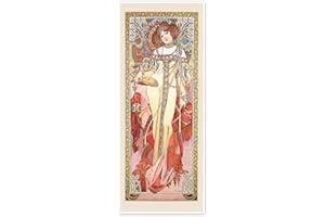 POSTERLOUNGE Les saisons - L'Automne Poster de Alfons Mucha Affiches pour toutes les pièces 20 x 50 cm Orange Art nouveau Décoration murale