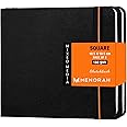 MENORAH - Artist Sketchbook - Square- 180gsm - Size (10.5 x 10.5 cm) Pack of 2 - Small Travel Sketch Book- 100 Pages/50 Sheets - Hard Bound - Handmade Sketchbook-(Black) watercolor;oil paste, Paper