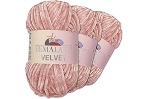 Wohnkult Himalaya - Velvet Dolphin - Lot de 3 pelotes de 100 g de laine - 40 couleurs au choix - Fil chenille à tricoter - Pour accessoires, vêtements et couvertures - 90049, Vieux rose