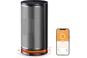 GoveeLife Termoventilatore intelligente in ceramica, silenzioso, riscaldamento elettrico a risparmio energetico, con termostato, oscillante a 75°, controllo tramite app e vocale, 3 livelli di