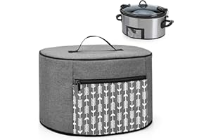 Yarwo Housse Anti Poussiere pour Mijoteuse, Housse Protection Compatible avec Crock Pot, Russell Hobbs et la Plupart des Mijoteuses Ovales de 5.7 à 7.5 L, Gris
