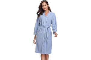 Vlazom Waffle Dressing Gowns Unisex Kimono Robe Cotton Lightweight Bathrobe for All Seasons Spa Hotel Sleepwear S-XXL