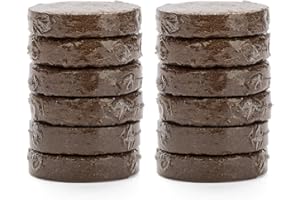 The Cat Ladies Terreau Fibre de Coco pour Plante - Lot 12x Disque de Terreau Universel 60mm pour Plante Intérieur Rempotage Semis Herbe à Chat - Terre Vegetale pour Pot 3 et 4 Pouces