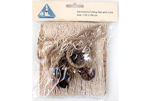 FISCHERNETZE UND REUSEN DEKO Fischernetz Beige 100x150cm mit 4 Schwimmern