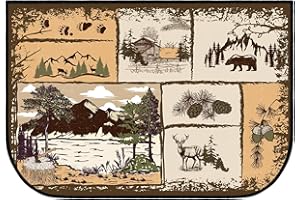 Demissle Fireplace Hearth Rug Fireplace Mats Cabin Southwestern Fireproof Fire Resistant Rug for Wood Stove Floor for Kitchen Indoor Outdoor(24 x 36 Inch,Cabin)