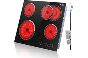 Cooksir Glass Ceramic Hob 4 Plates, Self-sufficient Installation 60 cm, with Expandable Oval Area, Touch Control, Dark Grey Wood Grain, Hob 4 Hobs, 240 V, No Plug