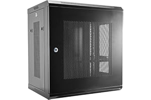Anman 12U Wall Mount Data Cabinet Compatible with 19" IT Equipment for Home, Office, Server Room Computer Equipment Network Server Cabinet Rugged Carbon Steel Compatible 12U Network Racks Black