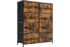 Nicehill Dresser for Bedroom with 8 Drawers,Tall Dresser Storage Unit with Fabric Drawers, Chest of Drawers for Closet, Hallway Living Room, Dormitory（Rustic Brown）