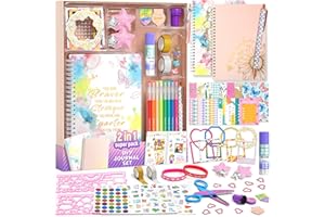 ADUSRIZ 2-Pack Mega Journal Kit for Teenage Girls Gifts, Diary Gift for 8 9 10 11 12 13 14 Year Olds Girl, Stationery Set and Scrapbook Kit for Teen Girls, Creative Girl Gifts Ages 8-14, Art and Craft Set