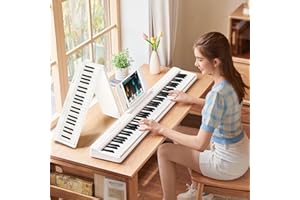 TERENCE Pianoforte Digitale 88 Tasti Rosa,Tastiera Pianoforte con Semi-Ponderato,con Registrazione e Supporto Bluetooth，con Pedale e Altoparlante a 4 Unità, Scelta Preferita per Principianti,bianco