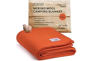WOOLLY MAMMOTH WOOLEN COMPANY Woolly Mammoth Couverture Ignifuge en Laine mérinos, épaisse, pour Camping et extérieur, Taille L, 167,6 x 228,6 cm, 1,8 kg - pour Temps Froid, Urgence, Camping, randonnée, Survie et armée - Lit