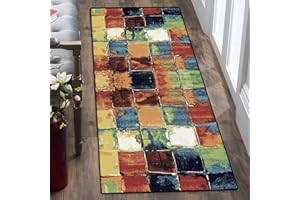 YZHY Corredor de alfombra de pasillo con patrón geométrico moderno,antideslizante lavable - Corredor de alfombra de microfibra para pasillo,baño,sala de estar,corredor de cama,tapete de cocina,corredor