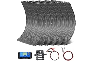 YINGGUANG Panel Solar Flexible 6 Piezas Kit ETFE 100W Módulo Solar Monocristalino cargador solar etfe 600W panel fotovoltaico, sistema solar controlador solar 60A techo/camping exterior/jardín