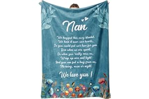 Craftique Nan gifts, Flannel Blanket with Letter Print, Nan Birthday gifts, Mothers Day Presents for Nan, Grandma Gifts from Grandchildren, Soft Throw Blanket 50" x 60"
