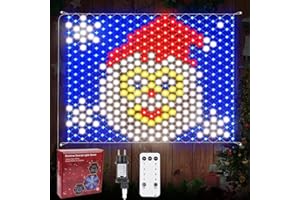 Fwiull Luci a Rete di Natale per Esterni, Decorazione Babbo Natale, 320 LED, 120 x 130 cm, Luci a Rete a LED Impermeabili per Cortile, Veranda, Balcone, Decorazione