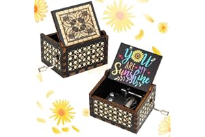 Jeffdad You are My Sunshine pozytywki, drewniane grawerowane laserowo vintage korba ręczna unikalna pozytywka prezenty na Boże Narodzenie urodziny walentynki rocznicę Dzień Matki