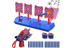 Aooess Toys for 3-8 Year Old Boys: Spider Digital Shooting Target for Blaster Gun Shooter Target Gifts for Age 3 4 5 6 7 8 Years Old Kids Birthday Presents Shooting Games Pistols with Foam Darts