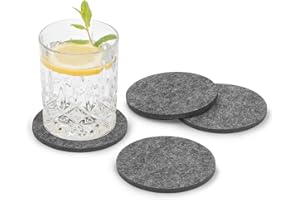 FILU Filzuntersetzer rund 8er Pack (Farbe wählbar) dunkelgrau - Untersetzer aus Filz für Tisch und Bar als Glasuntersetzer/Getränkeuntersetzer für Glas und Gläser ? grau