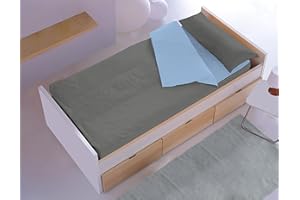 FM TEX Saco Nórdico Cremallera con Relleno Liso (20 Colores a Escoger) (Cama 90 cm, Antracita-Cielo)