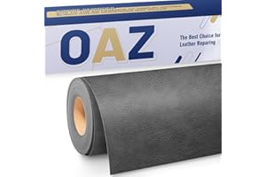 OAZ Patch de Réparation en Cuir,40 x 80 cm Simili Cuir Autocollant Patch en Cuir Auto-adhésif,pour Réparation et Rénovation de Canapé, Veste en Cuir,Sacs à Main, Gris foncé rétro
