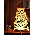 SHILP KATHA Handicraft Leather Lamps for Home Decoration — Handmade Decorative Side Table Desk Lamp for Bedroom | Designer Lamp Shade for Living Room Home Decor | Flower Bliss - (9 inch)