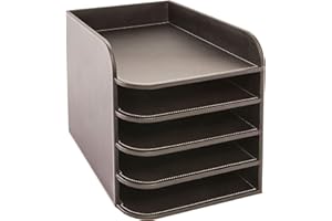 OSCO Faux Leather 5 Tier Designer Letter Tray - Brown