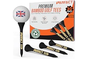 ParFact Golf Tees Wooden | Pack of 30, 120 | Durable Biodegradable Bamboo Golf Tees 70mm & 83mm Mixed Size with Height Markings | Eco-Friendly for Beginners & Pros (BLACK)